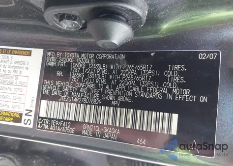 2007 Toyota 4Runner Sr5 V6 from USA, damaged, VIN JTEZU14R278078829